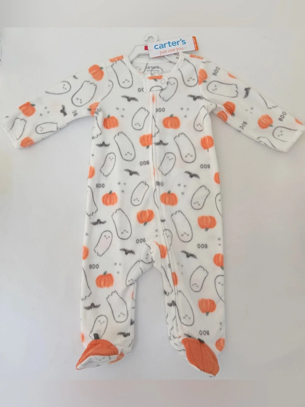 Carter's NWT Halloween Fleece Footed Sleeper 6M Ghost Pumpkin Pajamas